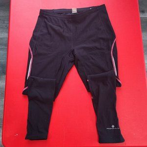 Ronhill running leggings athletic pants black red design women's size M